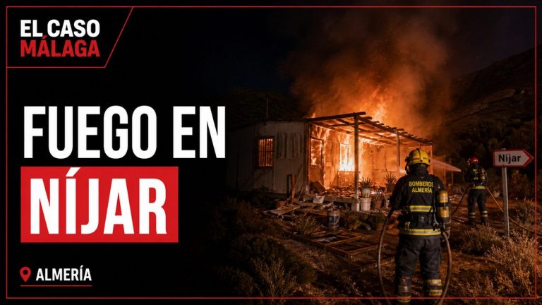 Portada de El Caso Málaga sobre el incendio de una caseta prefabricada en Níjar