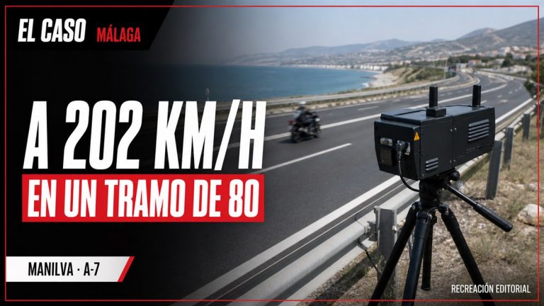 Recreación editorial: A 202 KM/H EN UN TRAMO DE 80. MANILVA · A-7.