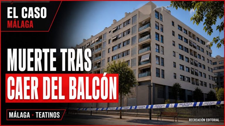 Recreación editorial sobre la muerte de una mujer tras caer de un balcón en Teatinos, Málaga.