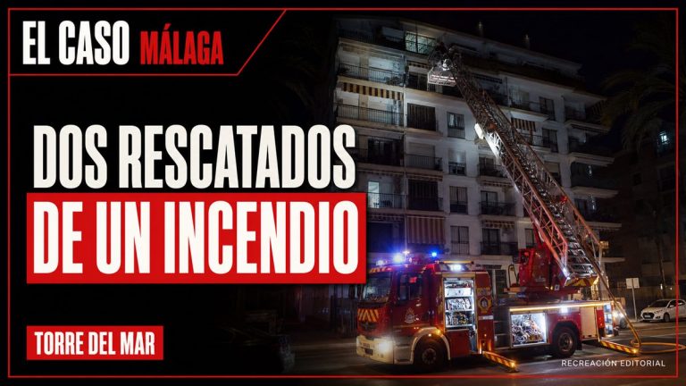 Recreación editorial: DOS RESCATADOS DE UN INCENDIO. TORRE DEL MAR.