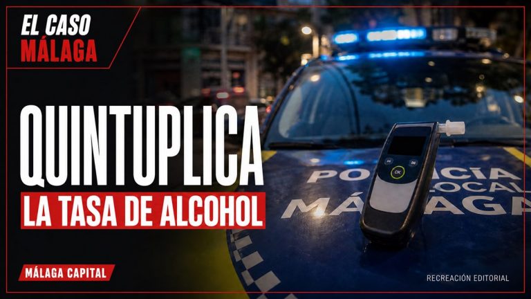 Recreación editorial: QUINTUPLICA LA TASA DE ALCOHOL. MÁLAGA CAPITAL.
