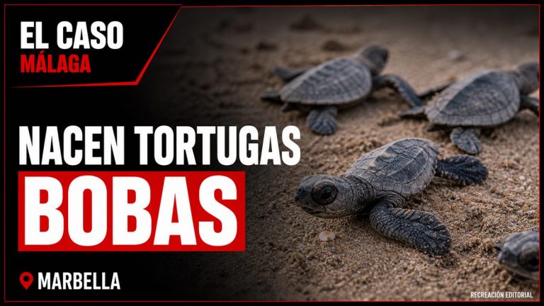 Recreación editorial: VIDEO – La Guardia Civil participa en el dispositivo llevado a cabo por el nacimiento de crías de tortuga Boba en una playa de Marbella