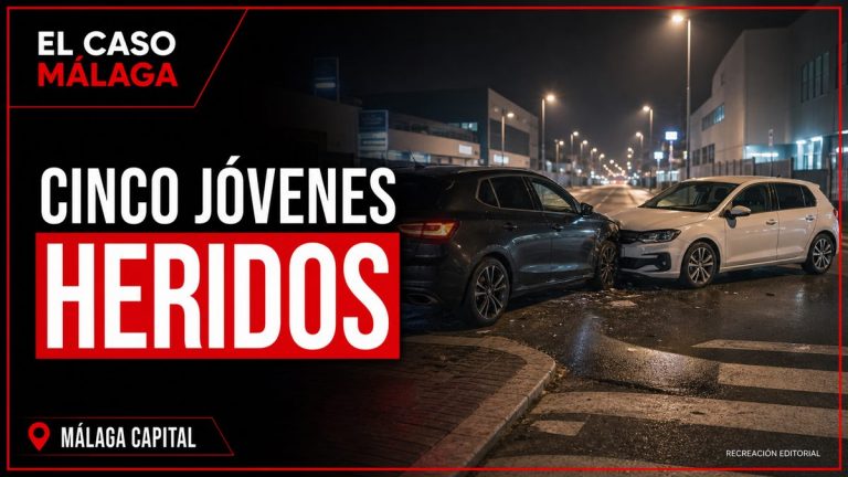Recreación editorial: Última hora – Cinco jóvenes resultan heridos en un accidente de tráfico en Málaga