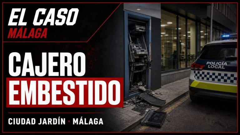 Recreación editorial para la noticia: Detenido tras asaltar un cajero a embestidas con su coche en Málaga