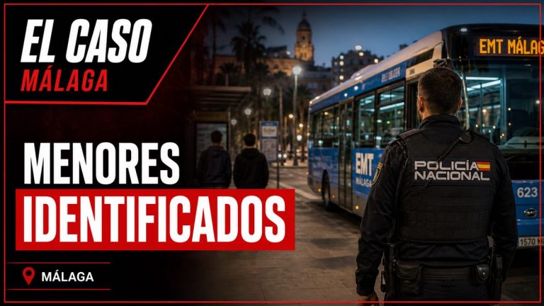 Recreación editorial sobre menores identificados por daños en autobuses de la EMT de Málaga