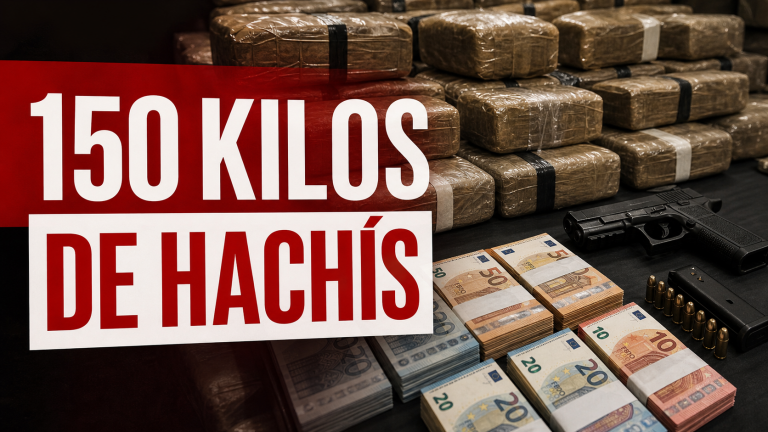 Matrimonio detenido en Málaga con 150 kilos de hachís, dinero y una pistola