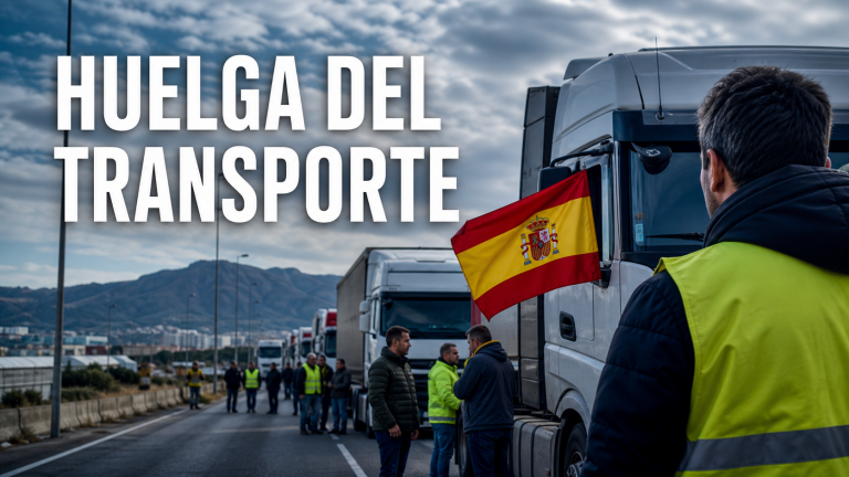 Transportistas durante la huelga de marzo de 2022 en Málaga