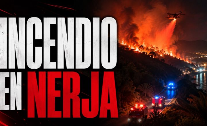 Composición gráfica sobre el incendio forestal de Nerja