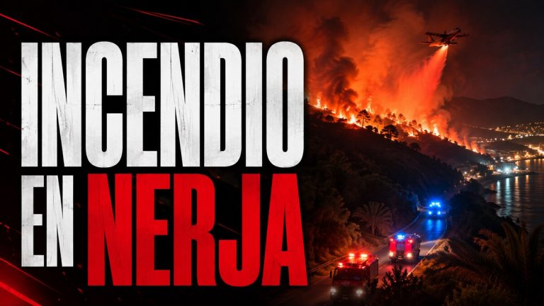 Composición gráfica sobre el incendio forestal de Nerja