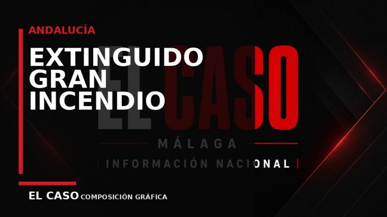 Composición gráfica editorial de El Caso Málaga sobre Extinguido el gran incendio de Niebla tras quince días de trabajo