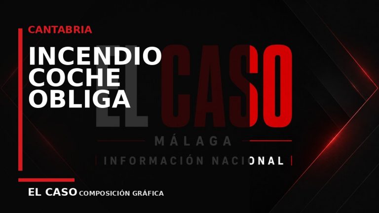 Composición gráfica editorial de El Caso Málaga sobre Un incendio en un coche obliga a intervenir a los bomberos en la A-8