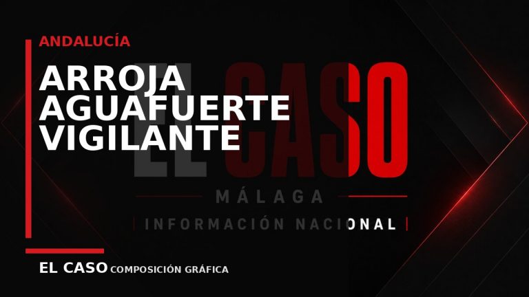 Composición gráfica editorial de El Caso Málaga sobre Arroja aguafuerte a un vigilante en la estación de autobuses de Granada