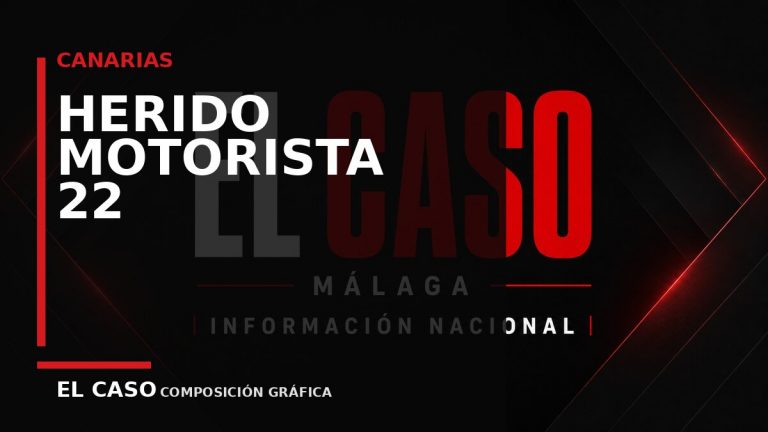 Composición gráfica editorial de El Caso Málaga sobre Herido un motorista de 22 años en un accidente en Adeje