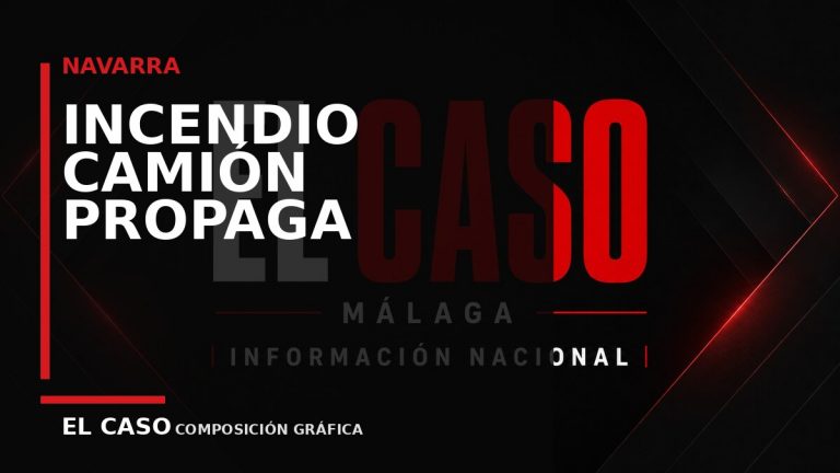 Composición gráfica editorial de El Caso Málaga sobre Un incendio en un camión se propaga a dos coches junto a una gasolinera en Marcilla