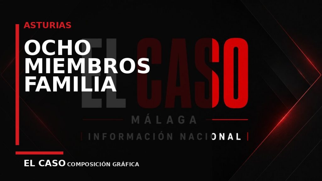 Composición gráfica editorial de El Caso Málaga sobre Ocho miembros de una familia detenidos por una violenta agresión en un bar de Langreo