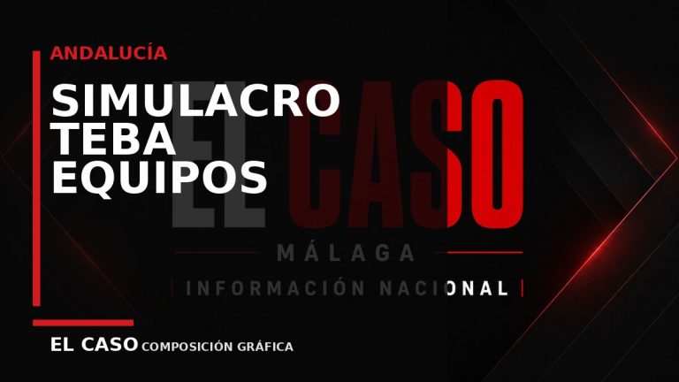 Composición gráfica editorial de El Caso Málaga sobre SIMULACRO en Teba de equipos de rescate de personas con perros en Teba.
