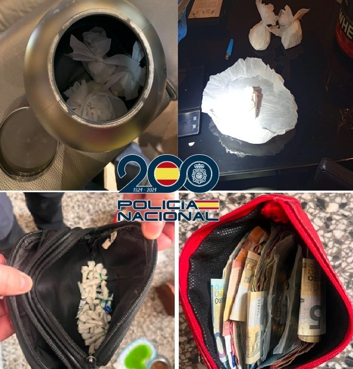 Droga, dinero y otros efectos intervenidos por la Policía Nacional en Málaga