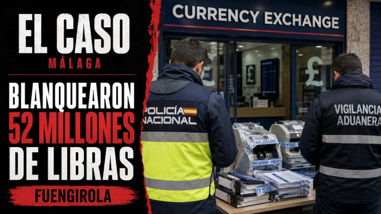 Portada editorial de El Caso Málaga sobre la red de agencias de cambio acusada de blanquear 52 millones de libras en Fuengirola