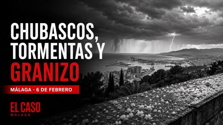 Portada editorial de la previsión de chubascos, tormentas y granizo en Málaga para el 6 de febrero