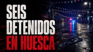 Composición gráfica sobre seis detenciones tras un robo en Huesca
