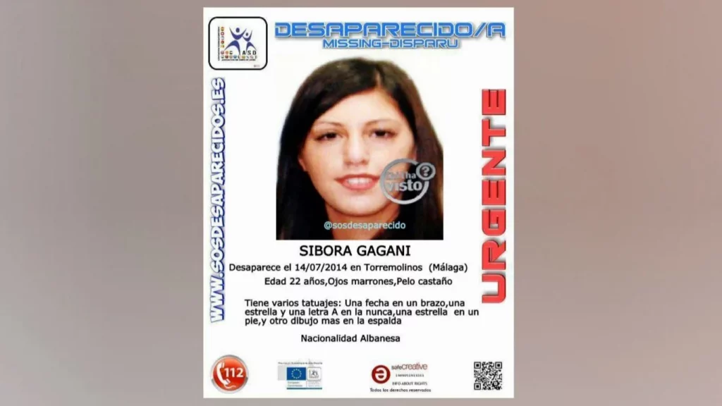 Cartel real de búsqueda de Sibora Gagani, desaparecida en Torremolinos