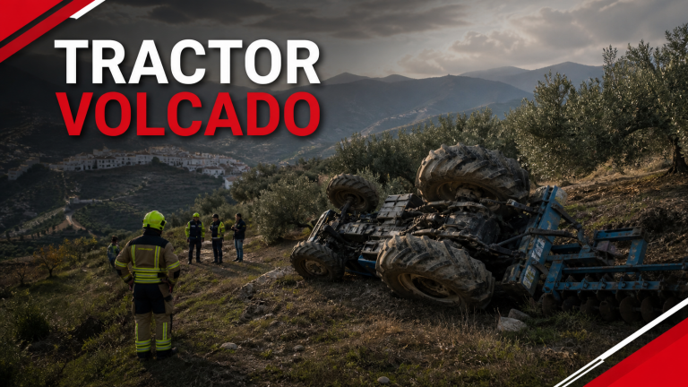 Tractor volcado con un fallecido y un herido en Canillas de Aceituno