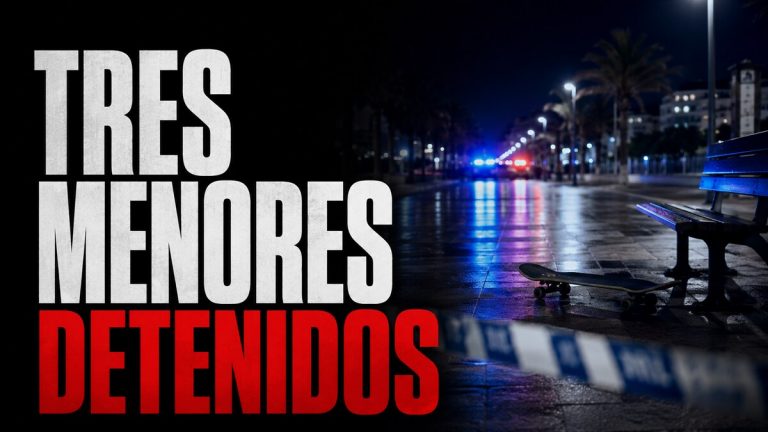 Composición gráfica simbólica sobre la detención de tres menores en Gandia