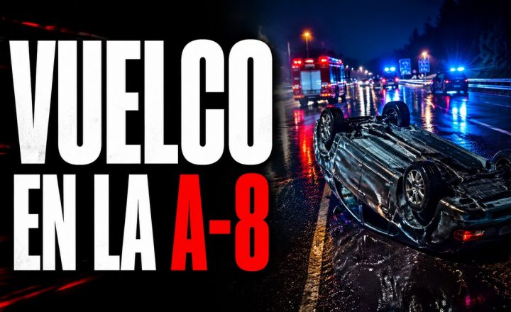 Composición gráfica sobre el vuelco de un vehículo en la A-8
