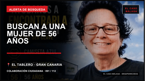 Portada ECM de la búsqueda de una mujer de 56 años desaparecida en El Tablero, Gran Canaria