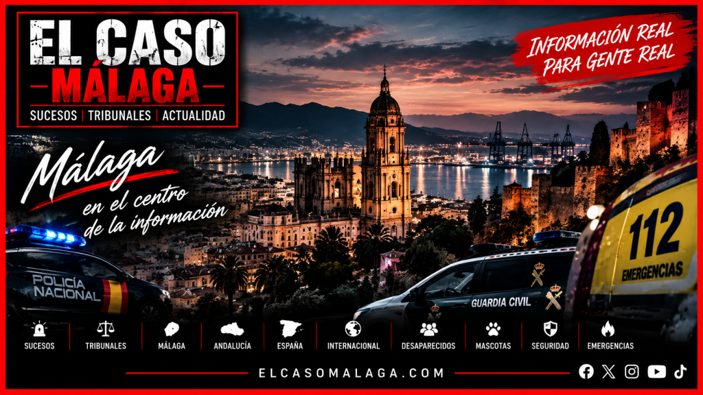 Portada genérica de El Caso Málaga con Policía Nacional, emergencias 112 y skyline de Málaga