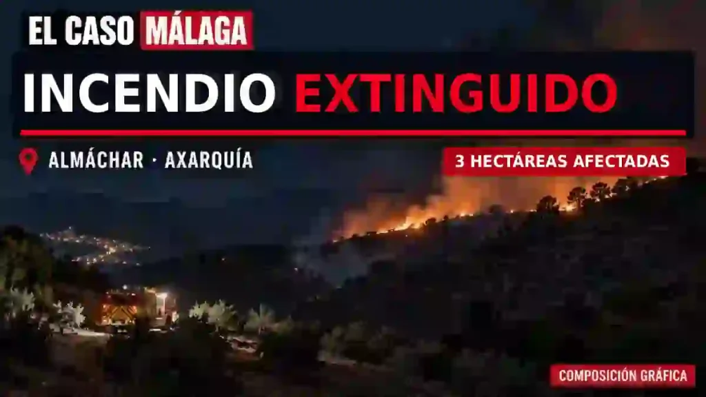 Portada editorial de El Caso Málaga sobre el incendio forestal extinguido en Almáchar, Axarquía, tras afectar a tres hectáreas de matorral.