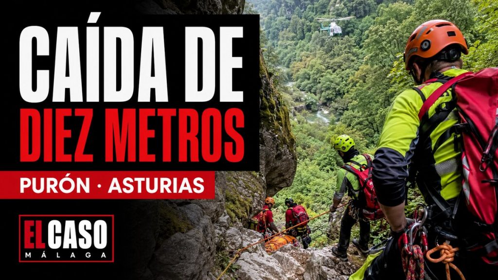 Portada de El Caso Málaga sobre el rescate de una mujer tras caer diez metros en el espeleobarranco del Purón, Asturias