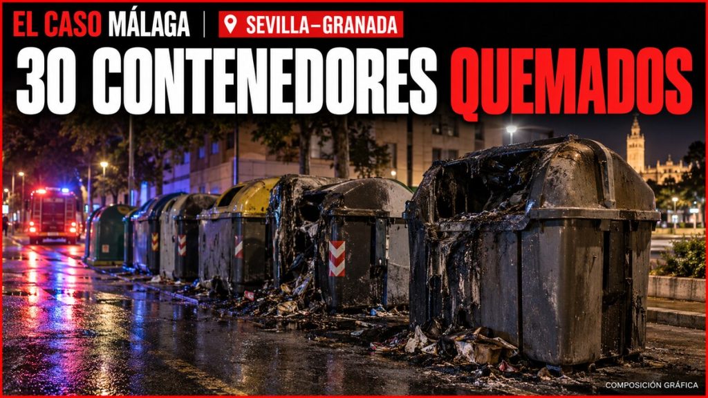Portada editorial sobre una treintena de contenedores quemados en Sevilla