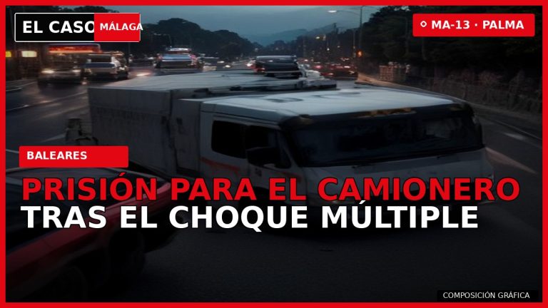 PRISIÓN PARA EL CAMIONERO TRAS EL CHOQUE MÚLTIPLE en la Ma-13 — composición gráfica de El Caso Málaga