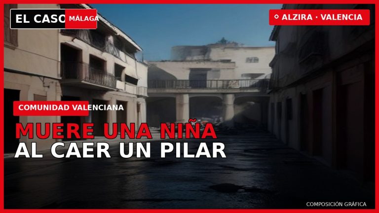 MUERE UNA NIÑA AL CAER UN PILAR en Alzira — composición gráfica de El Caso Málaga