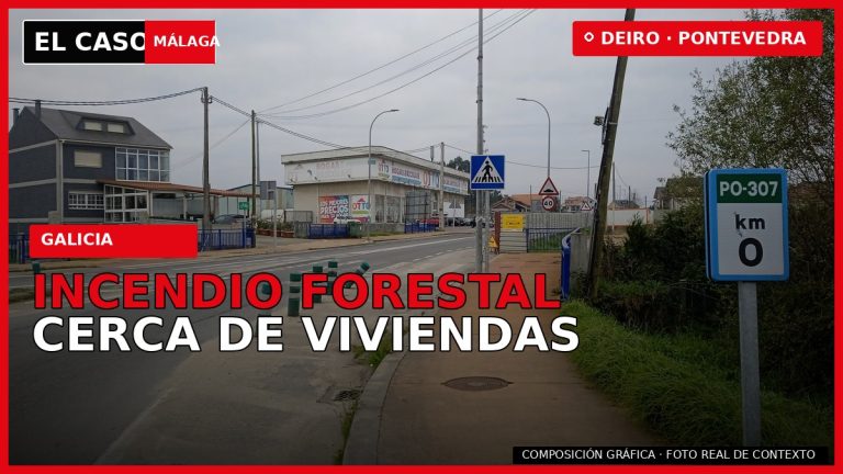 INCENDIO FORESTAL CERCA DE VIVIENDAS en Deiro — composición gráfica de El Caso Málaga