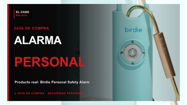 Portada El Caso Málaga para alarmas personales de llavero con una Birdie Personal Safety Alarm real