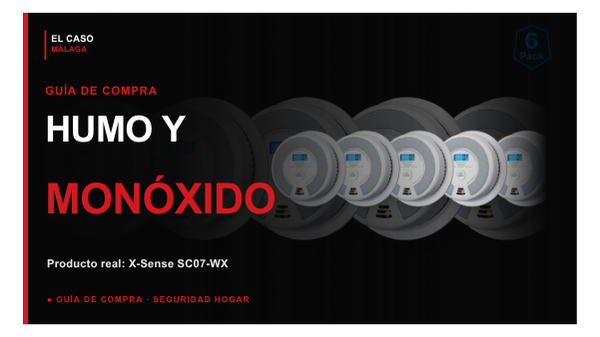 Portada El Caso Málaga para detectores de humo y monóxido con un X-Sense SC07-WX real