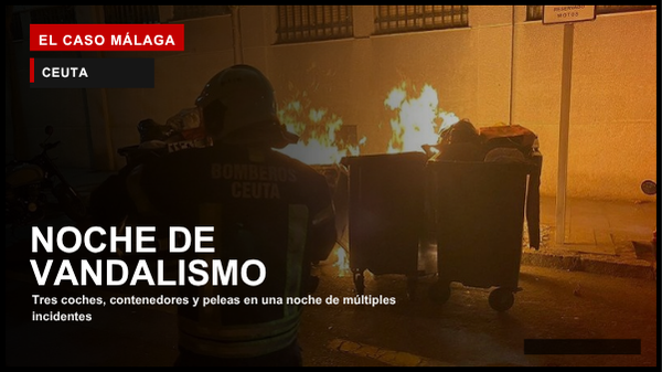 Portada de El Caso Málaga sobre la noche de vandalismo con vehículos y contenedores quemados en Ceuta
