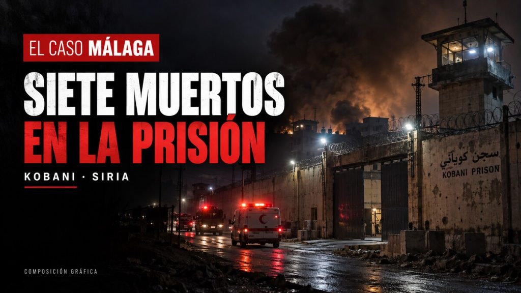Portada ECM: Motín en una prisión de Kobani: siete muertos. Composición gráfica.