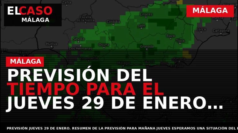 Portada El Caso Málaga: PREVISIÓN DEL TIEMPO PARA EL JUEVES 29 DE ENERO EN MÁLAGA — MÁLAGA
