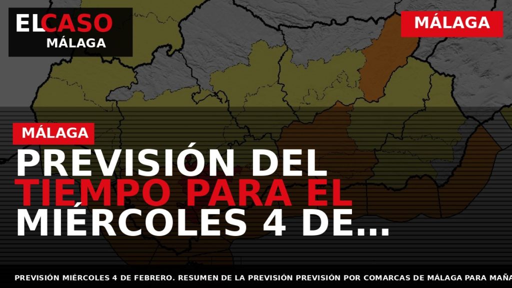 Portada El Caso Málaga: PREVISIÓN DEL TIEMPO PARA EL MIÉRCOLES 4 DE FEBRERO, POR IVÁN — MÁLAGA