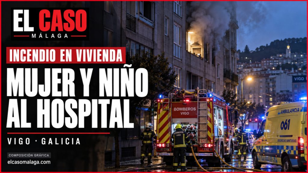 Portada editorial de El Caso Málaga sobre el incendio de una vivienda en Vigo con una mujer y un niño hospitalizados