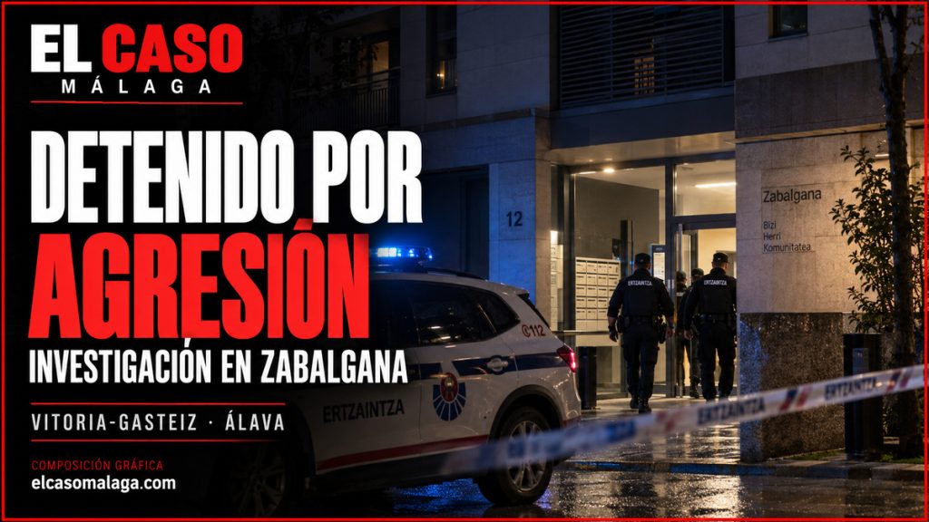 Portada editorial de El Caso Málaga sobre una detención por agresión y coacciones en Zabalgana, Vitoria-Gasteiz