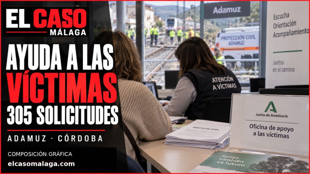 Portada editorial de El Caso Málaga sobre las 305 solicitudes de ayuda tramitadas para las víctimas de Adamuz
