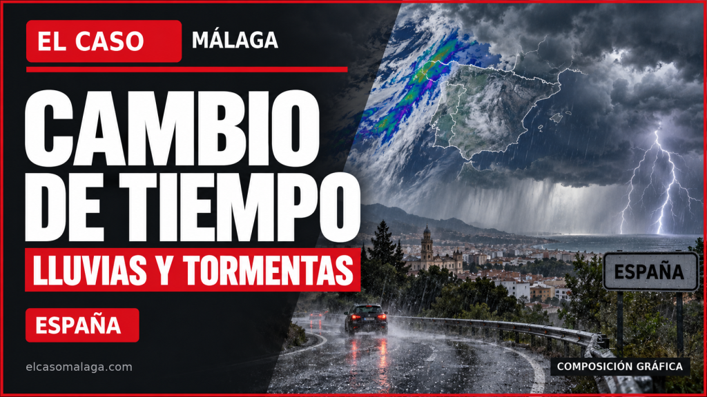 Portada editorial de El Caso Málaga sobre el cambio de tiempo en España con lluvias y tormentas
