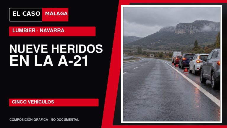 Portada de El Caso Málaga sobre una colisión entre cinco vehículos con nueve heridos en la A-21 en Lumbier