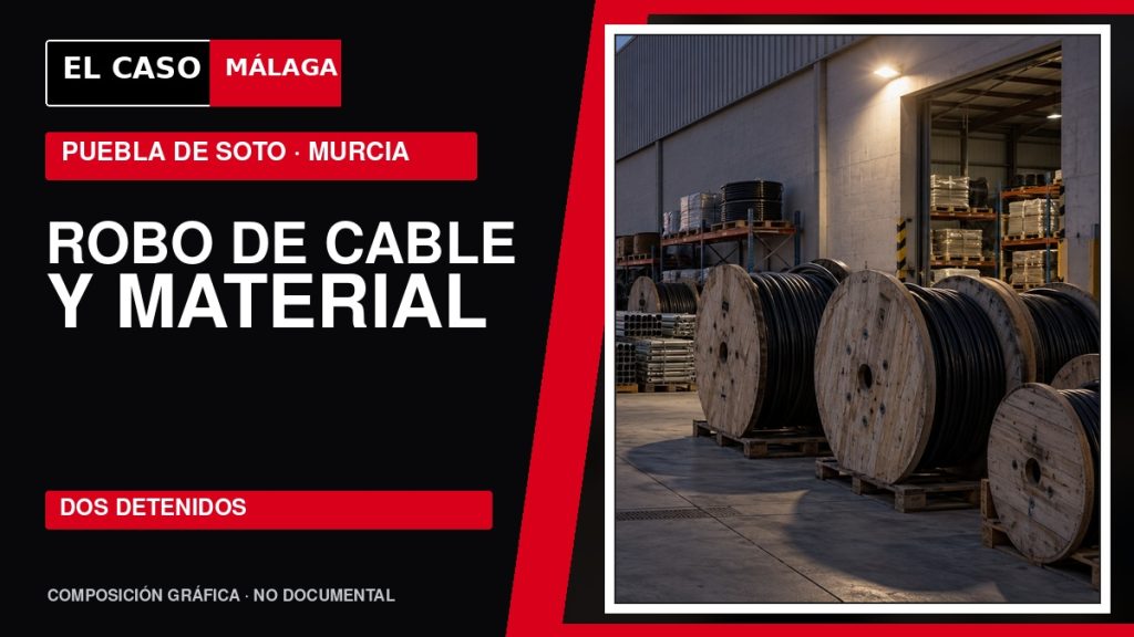 Portada de El Caso Málaga sobre dos detenidos por el robo de cableado y material en una empresa de Puebla de Soto