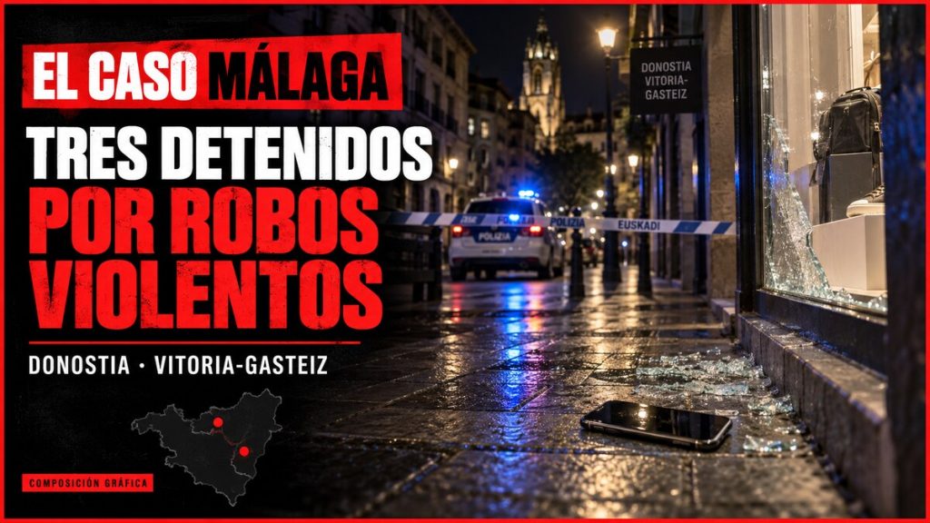 Portada EL CASO MÁLAGA sobre tres detenidos por robos violentos en Donostia y Vitoria-Gasteiz