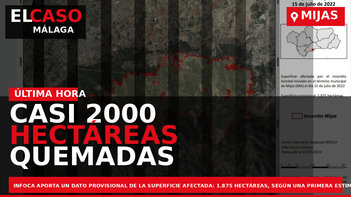 Casi 2000 hectáreas quemadas en el incendio de Mijas